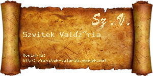 Szvitek Valéria névjegykártya
